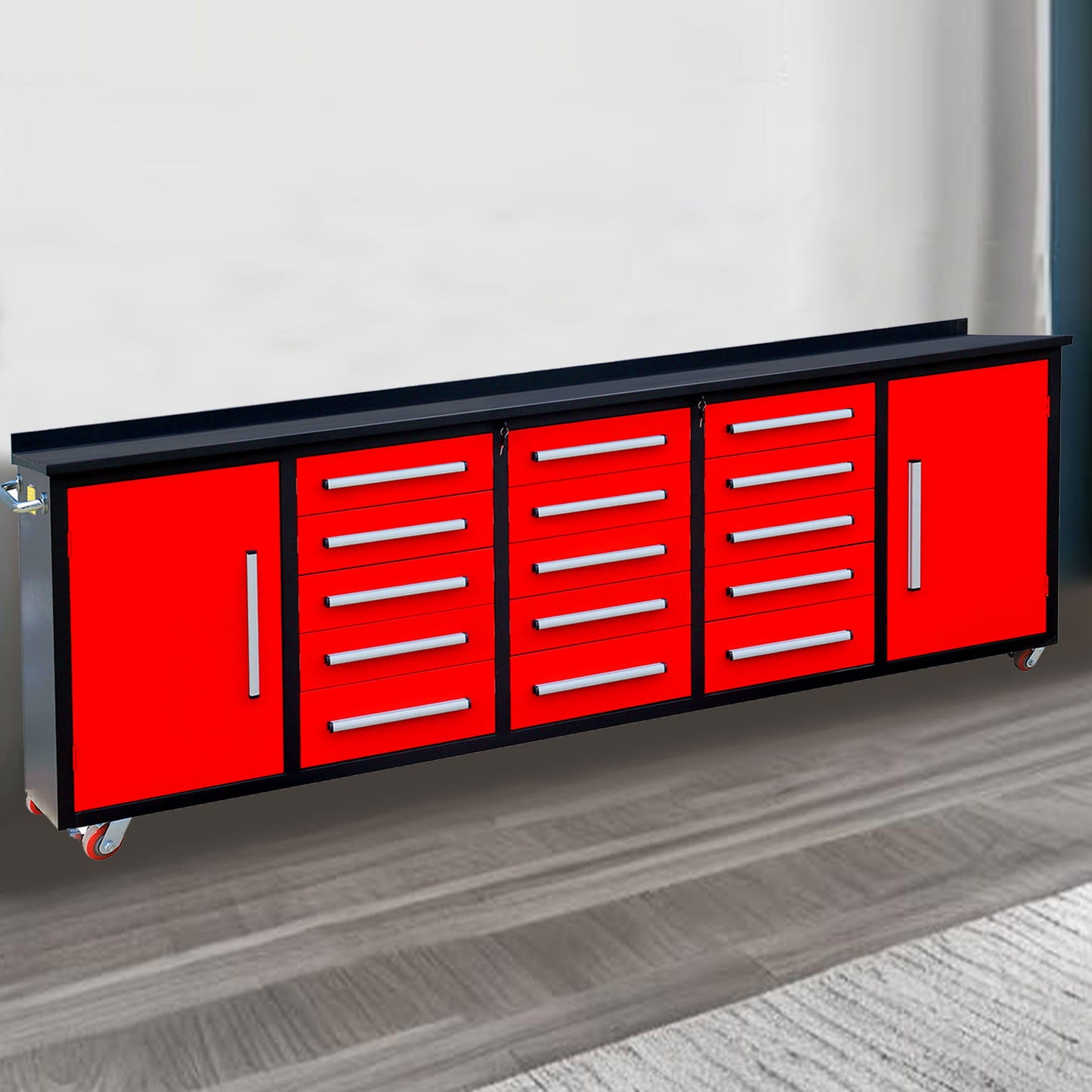 Storage Cabinet With Work Bench (15 Drawers & 2 Cabinets)