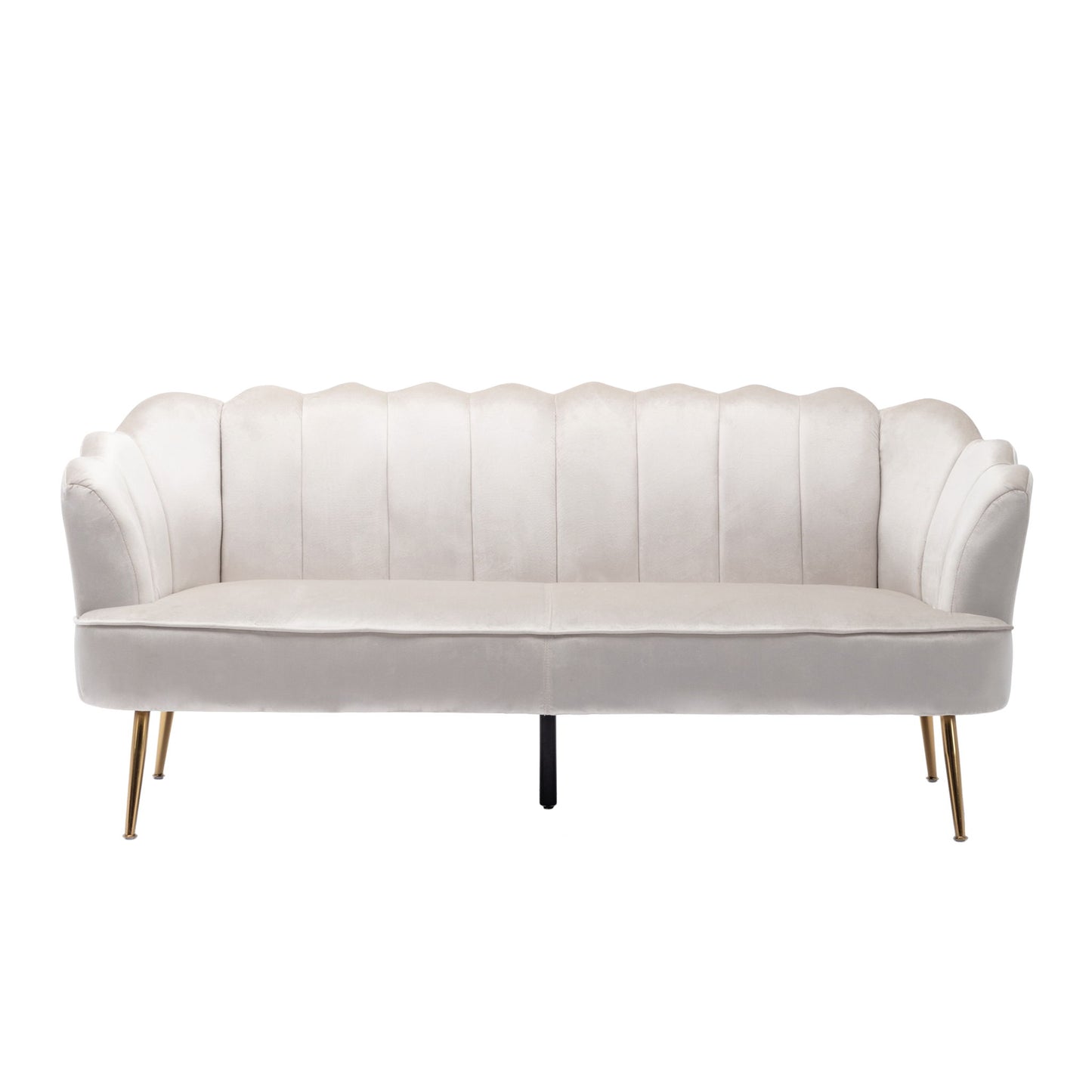 Modern Glam 3 Seater Sofa With Velvet Texture