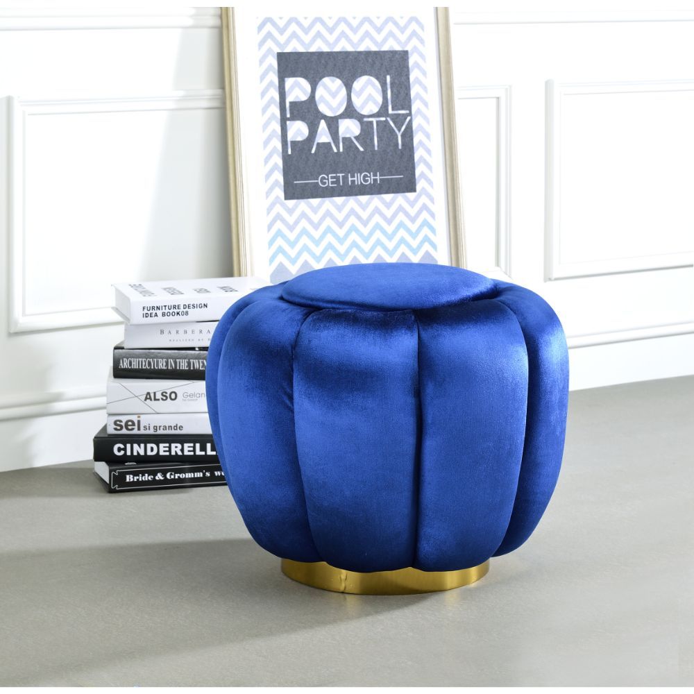 Heiress - Ottoman - Sapphire Blue Velvet