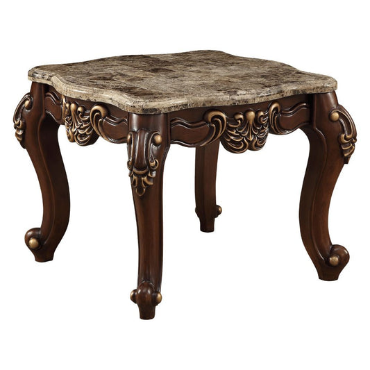 Mehadi - End Table - Marble Top & Walnut