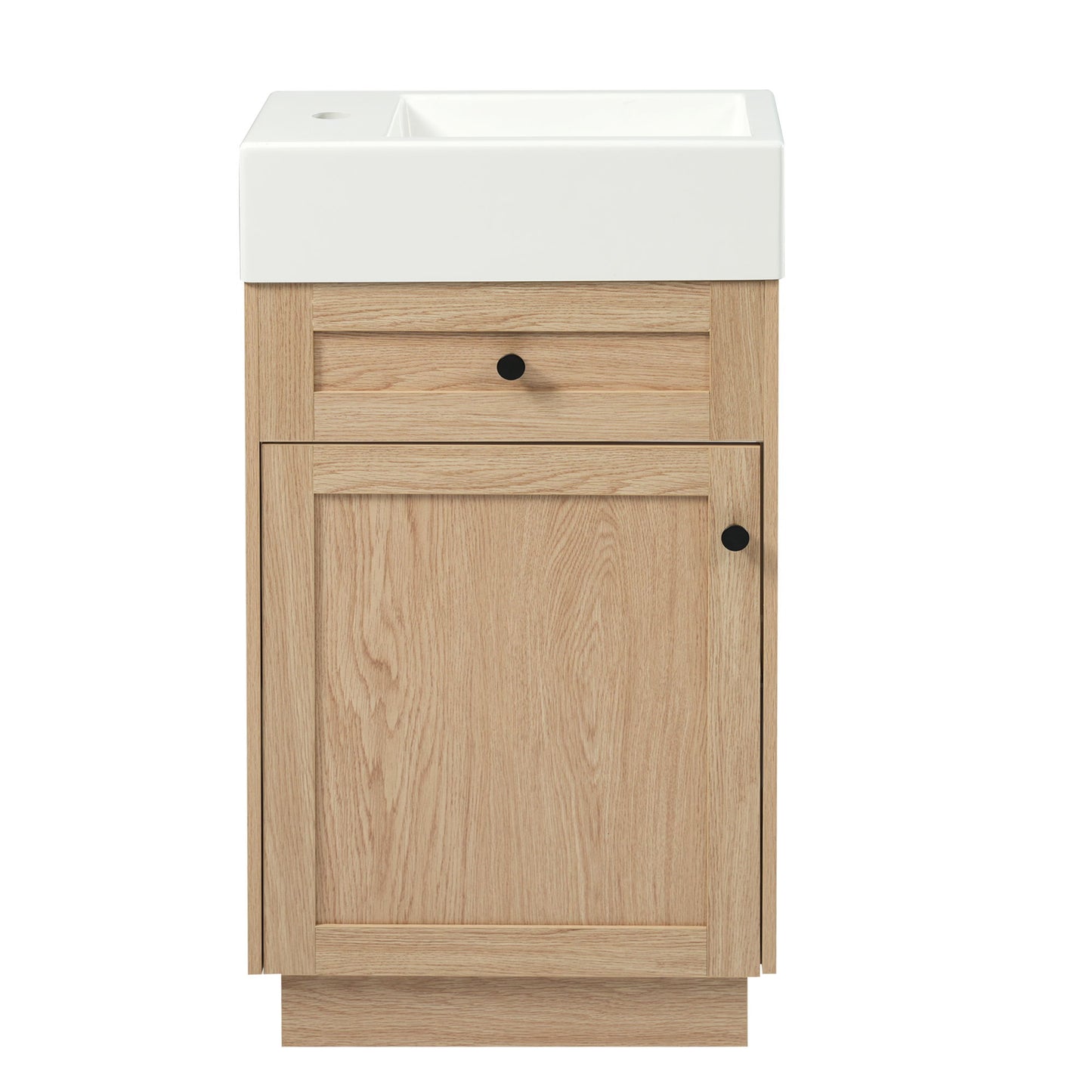 Bathroom Vanity With Reversible Resin Sink, Cabinet & Zinc Alloy Handles - Wood