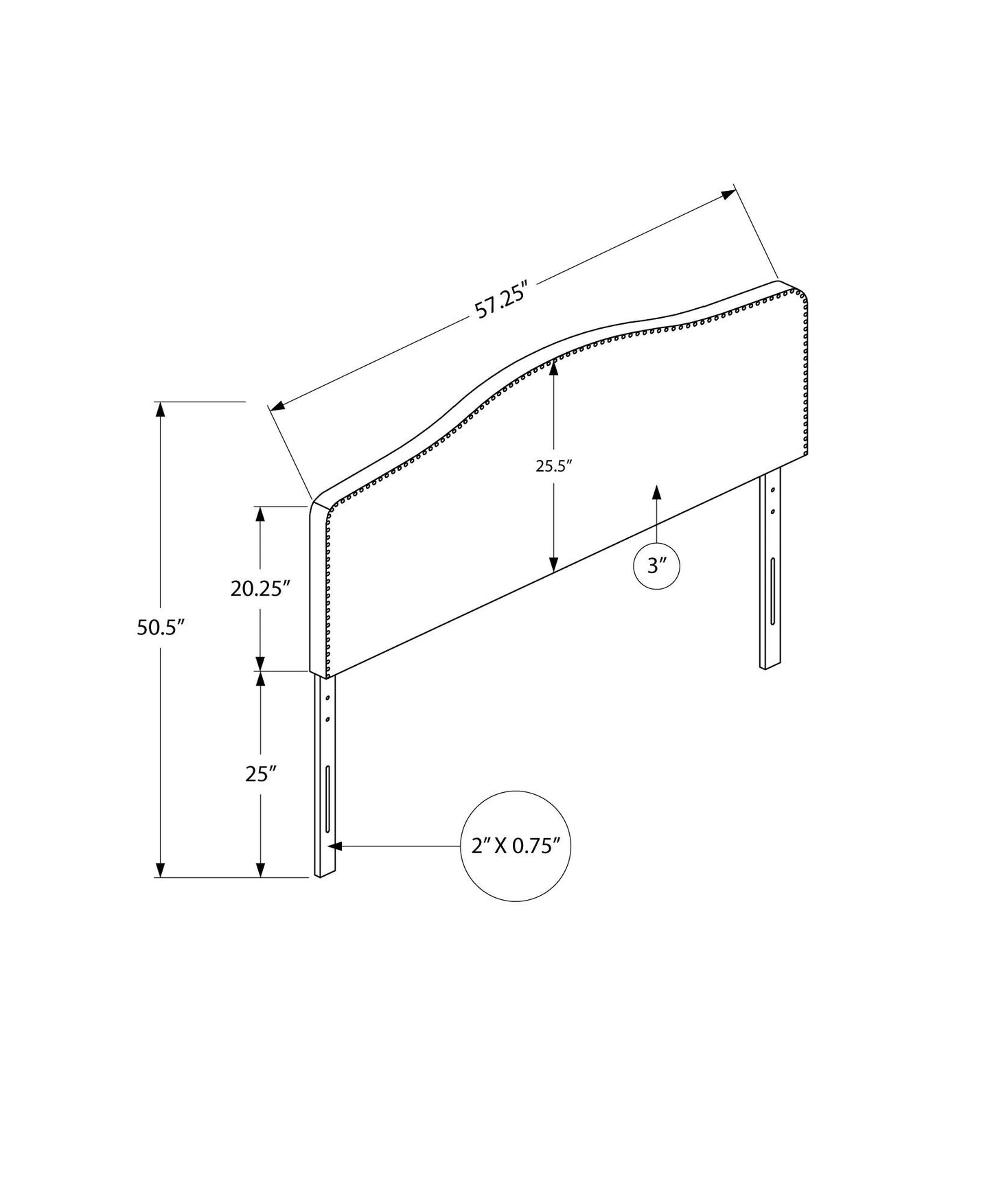 Full Size, Bed Headboard Only, Upholstered Transitional - Gray