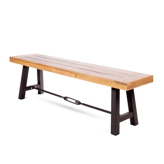 Blossom - Acacia Wood Outdoor Bench With Slat Design - Rustic