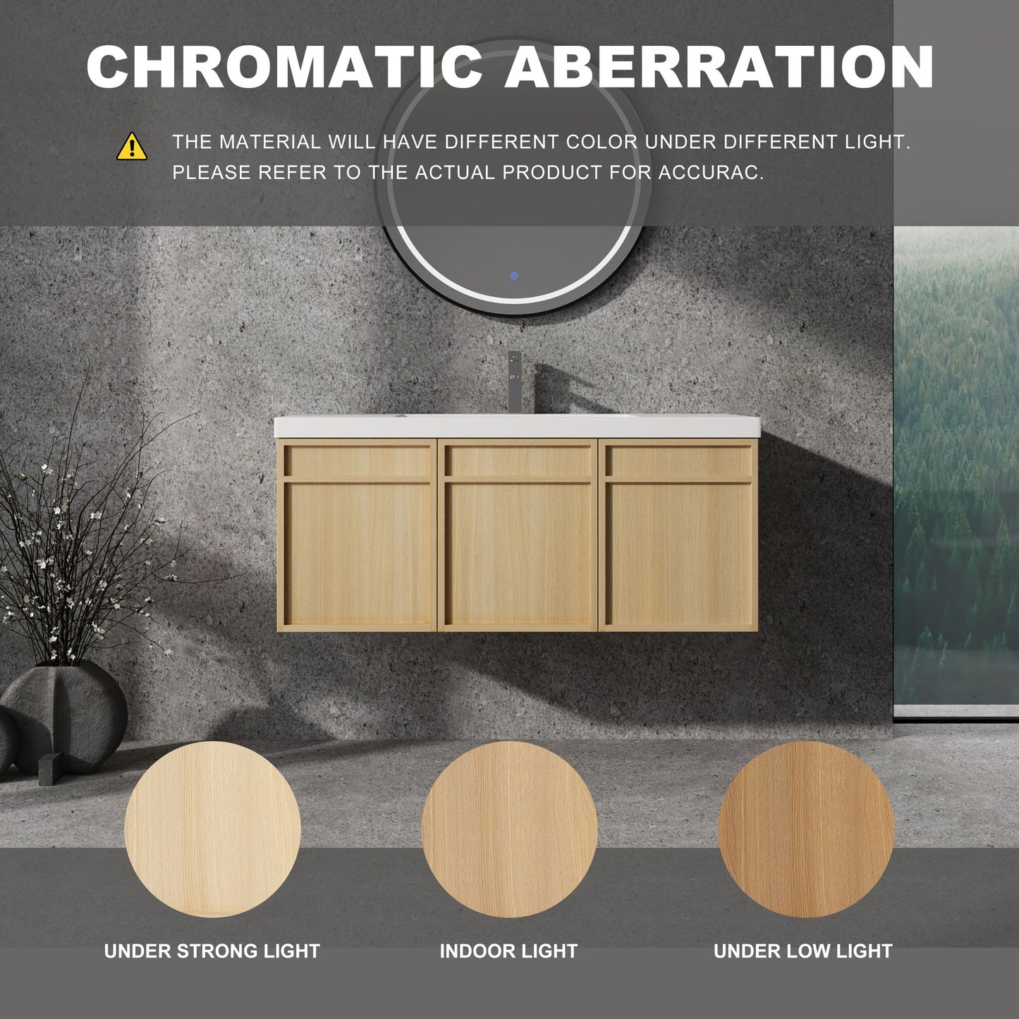 Wall-Mounted Bathroom Vanity With Resin Sink And Soft Closing Doors