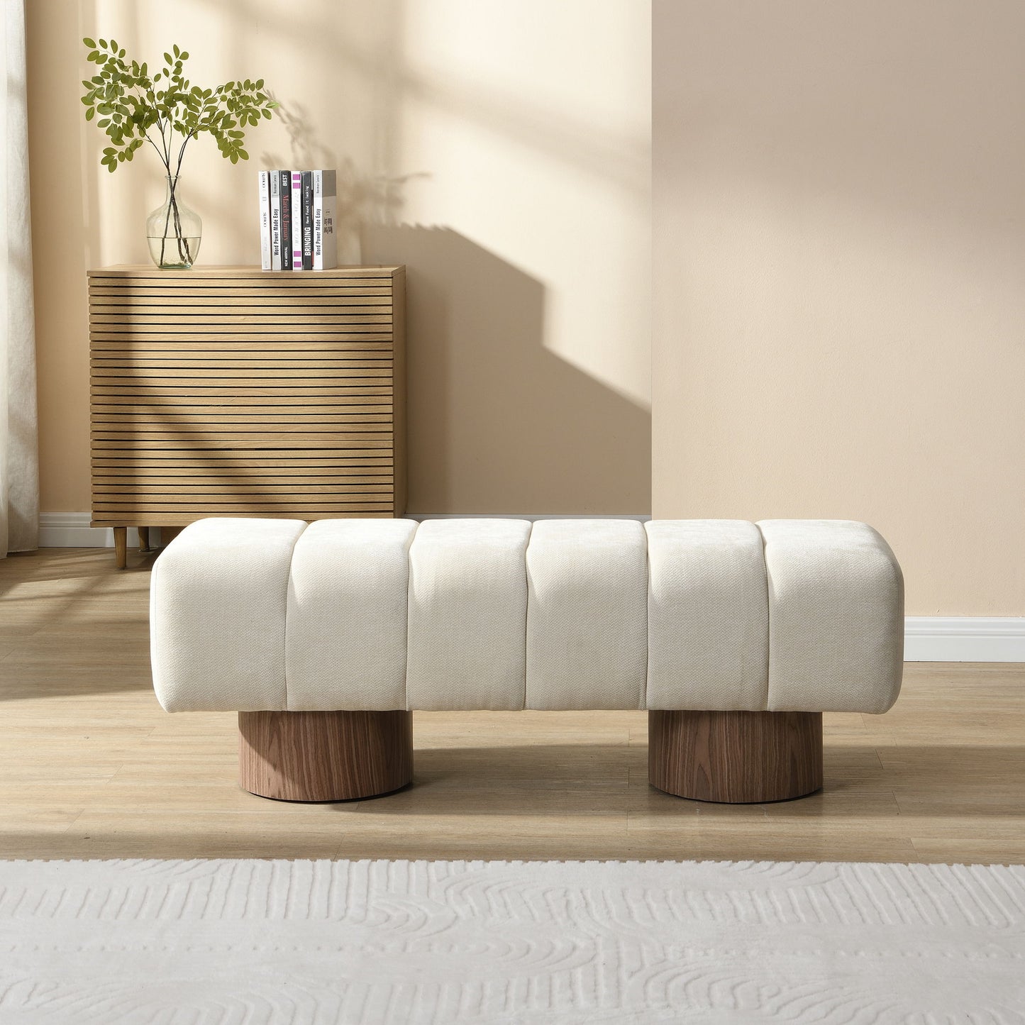 Upholstered Entryway Bench Ottoman