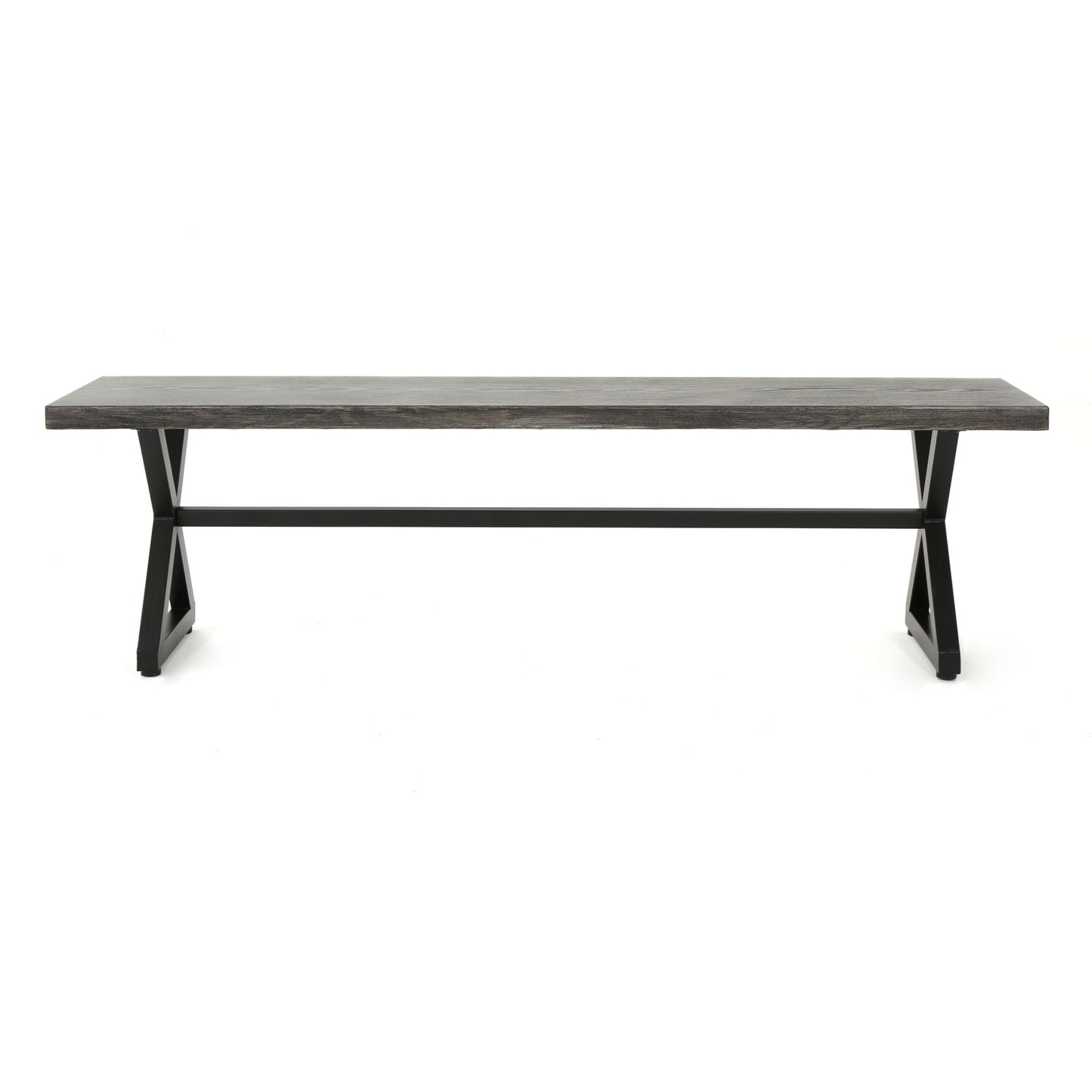 Modern Aluminum Outdoor Dining Bench With X Base