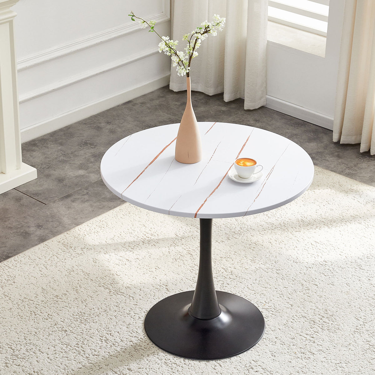 Round Dining Table For Kitchen - Black White