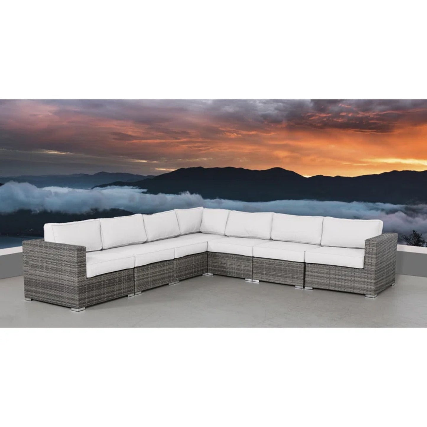 Luxurious Wicker Patio Sectional With Weather Resistant Sunbrella Cushions
