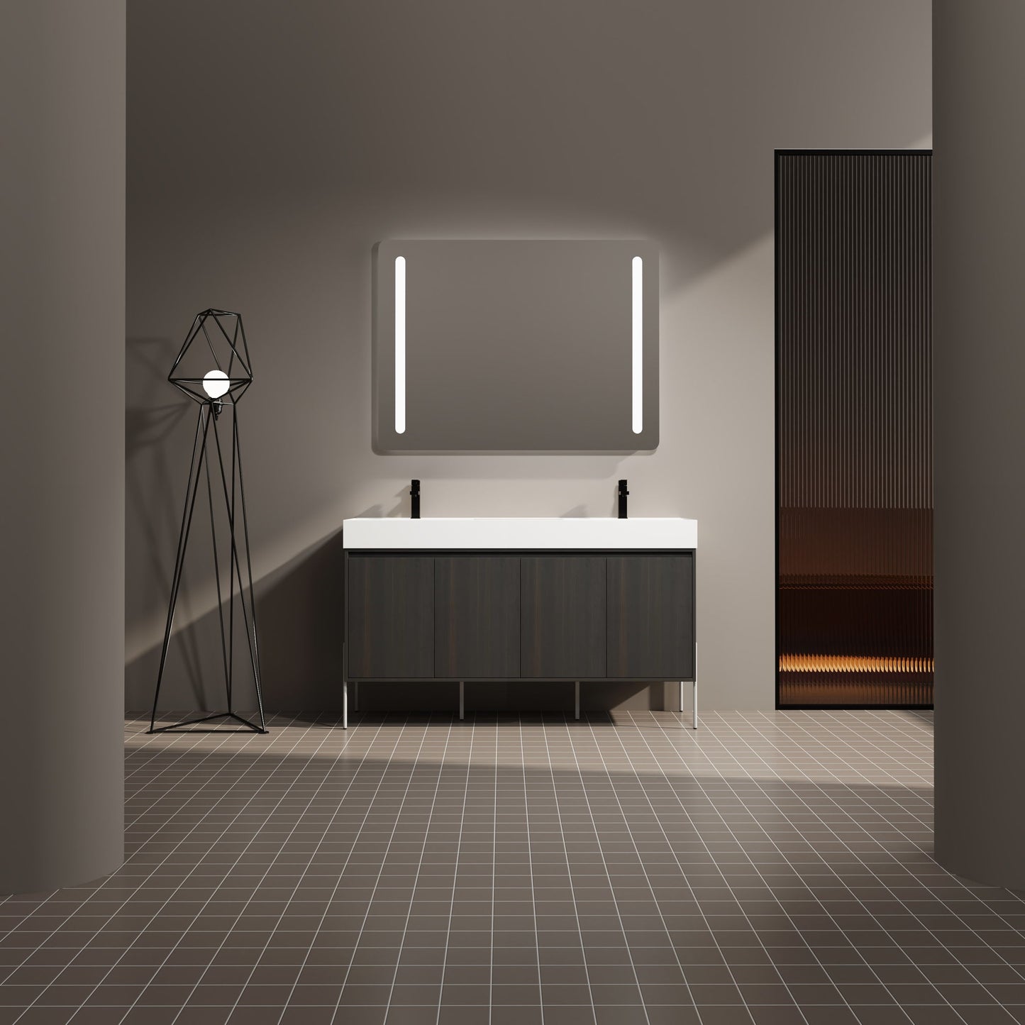 Freestanding Bathroom Vanity With Resin Sink And Storage Cabinet