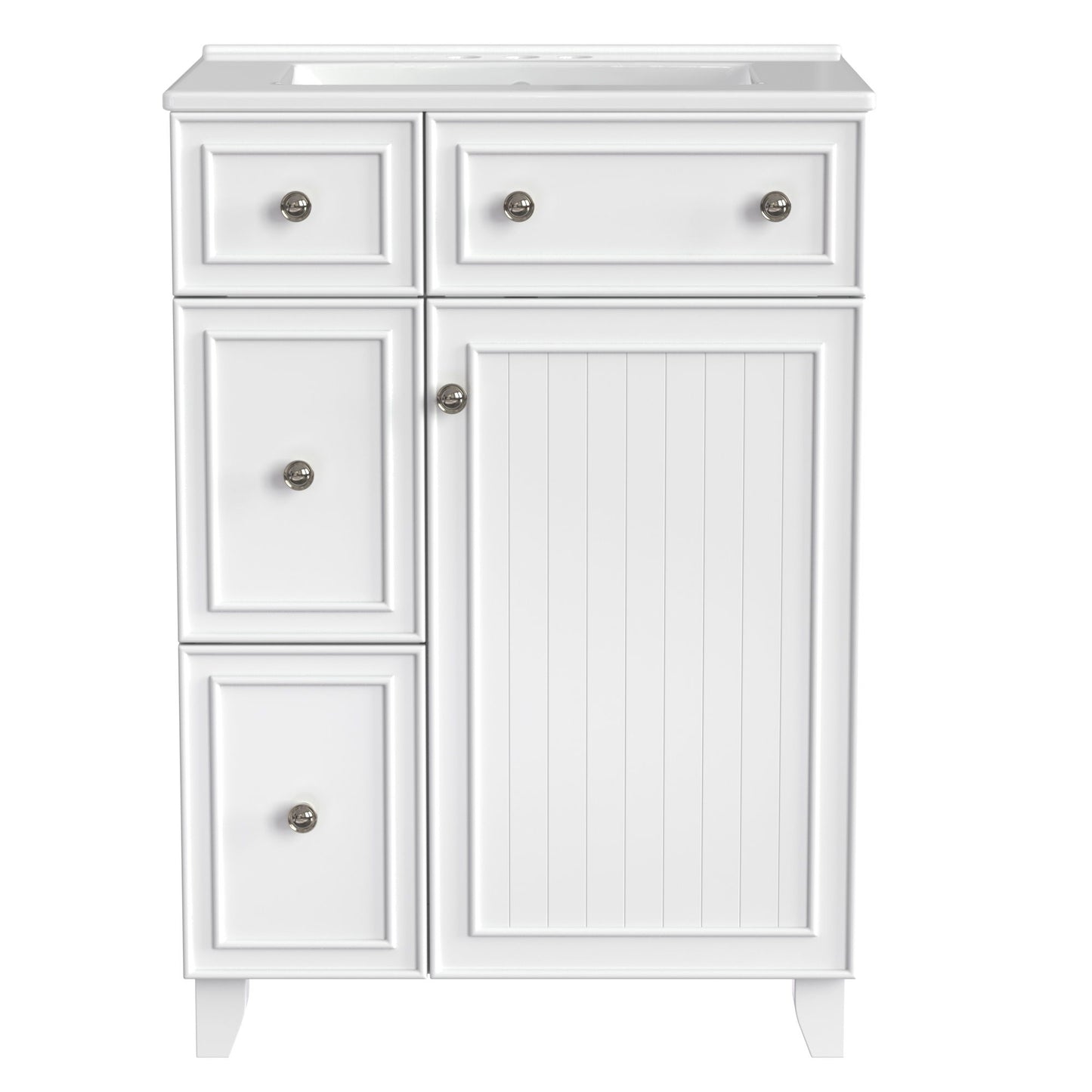 Transitional Style Bathroom Vanity Cabinet With Ceramic Sink