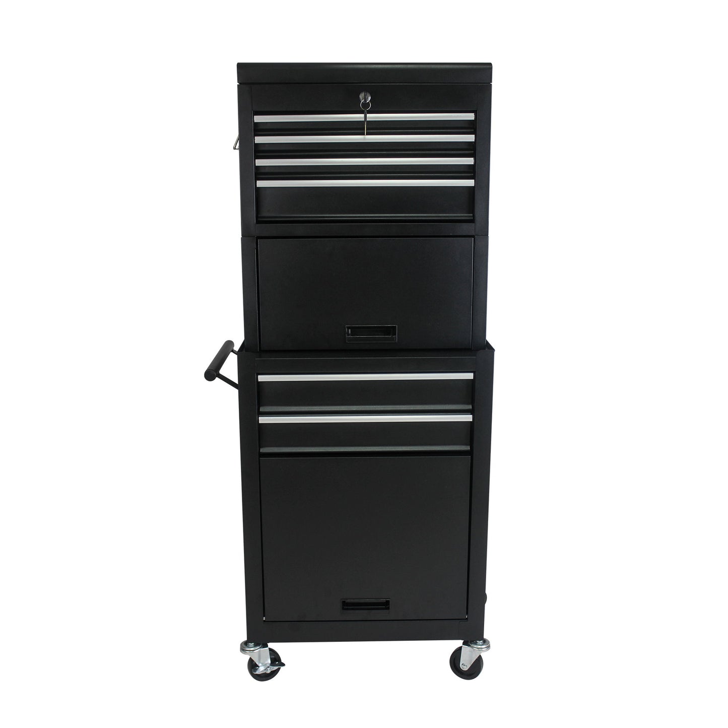 6 Drawer Lockable Tool Cabinet On Wheels, Steel Rolling Tool Chest With Detachable Toolbox