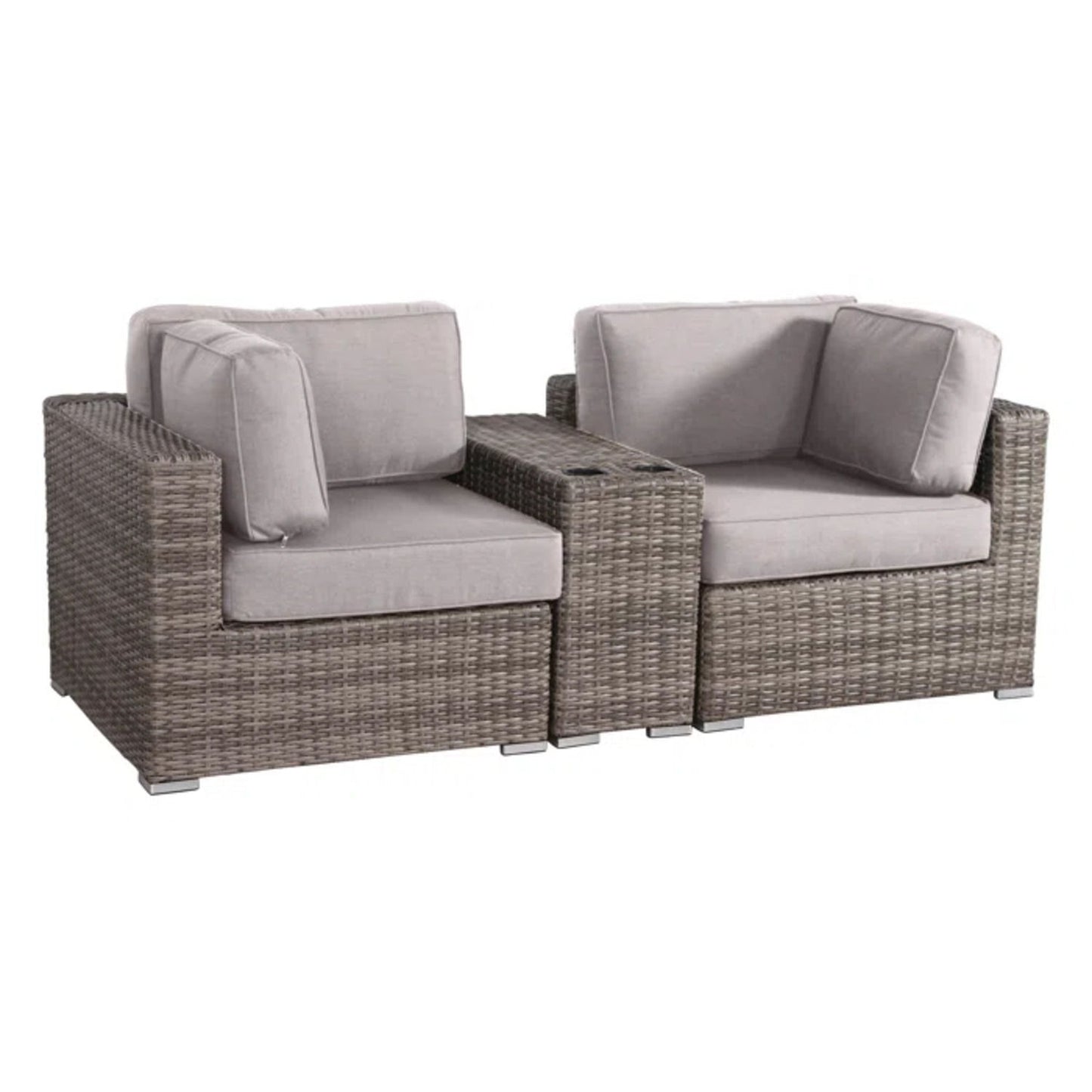 Handcrafted Outdoor Loveseat With Wicker Seating