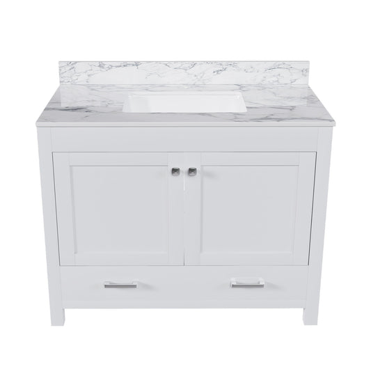 43" Bathroom Vanity, Multi Functional Cabinet - White