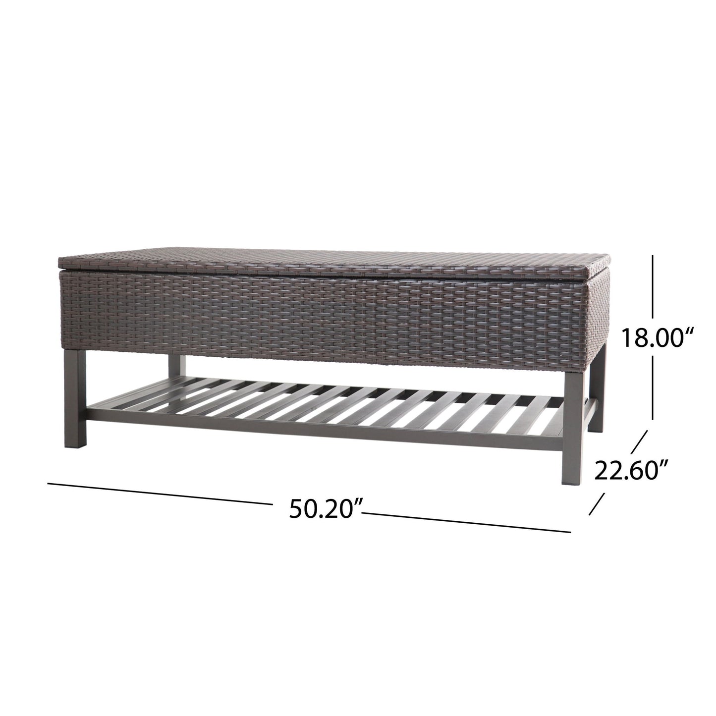 Regent - Storage Bench With Metal Rack - Brown Multi