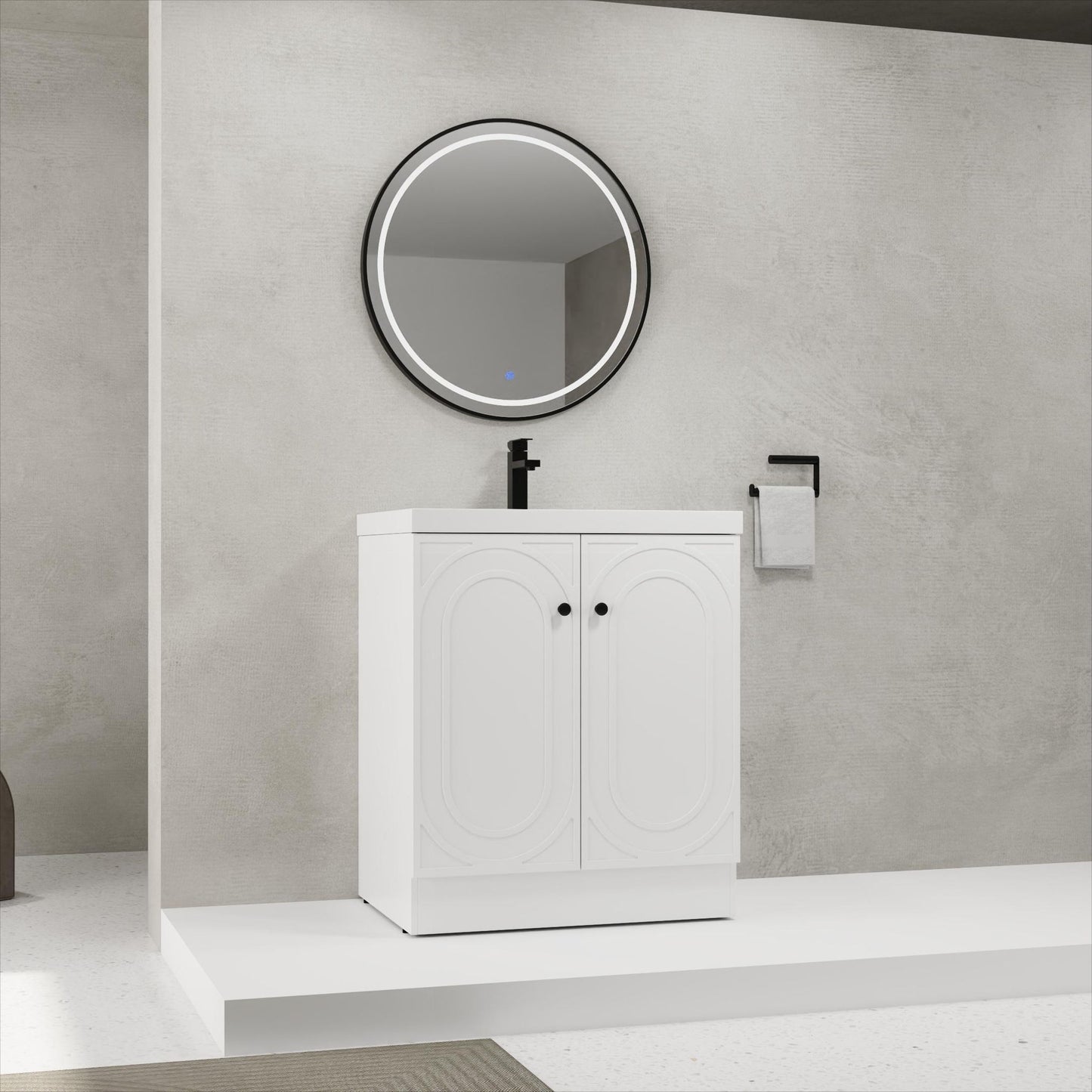 Contemporary Freestanding Bathroom Vanity With Resin Sink & Soft-Close Cabinet Doors