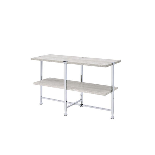 Brecon - Sofa Table - White Oak & Chrome