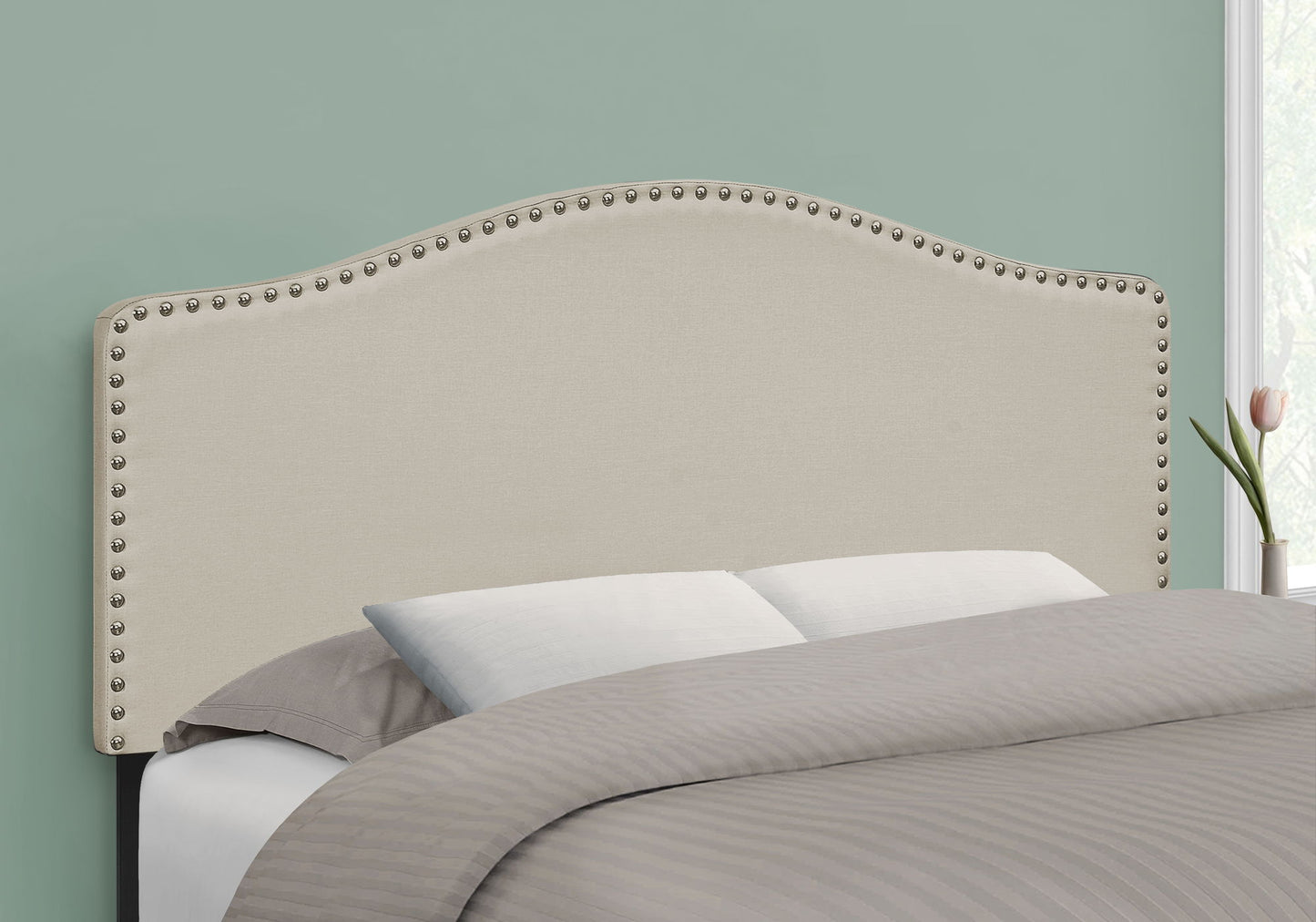 Full Size, Bed Headboard Only, Upholstered, Transitional - Beige