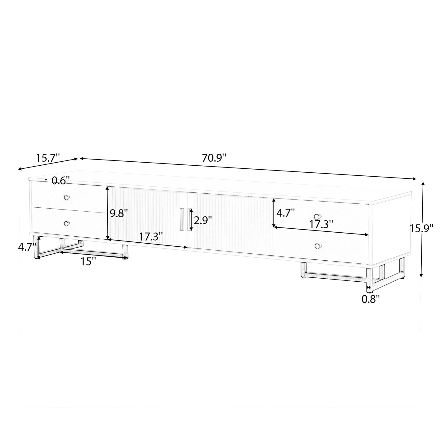 TV Media Console Table, TV Stand With Storage For Living Room - White