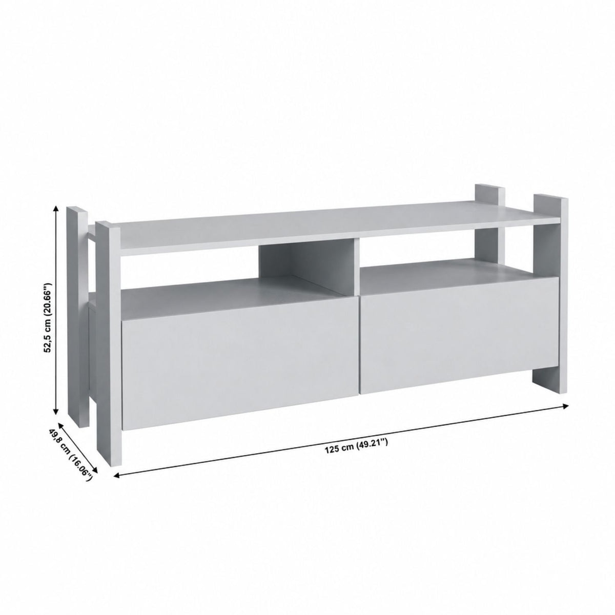 TV Stand For TVs Up To 55" With Open Shelves And 2 Drawers - White