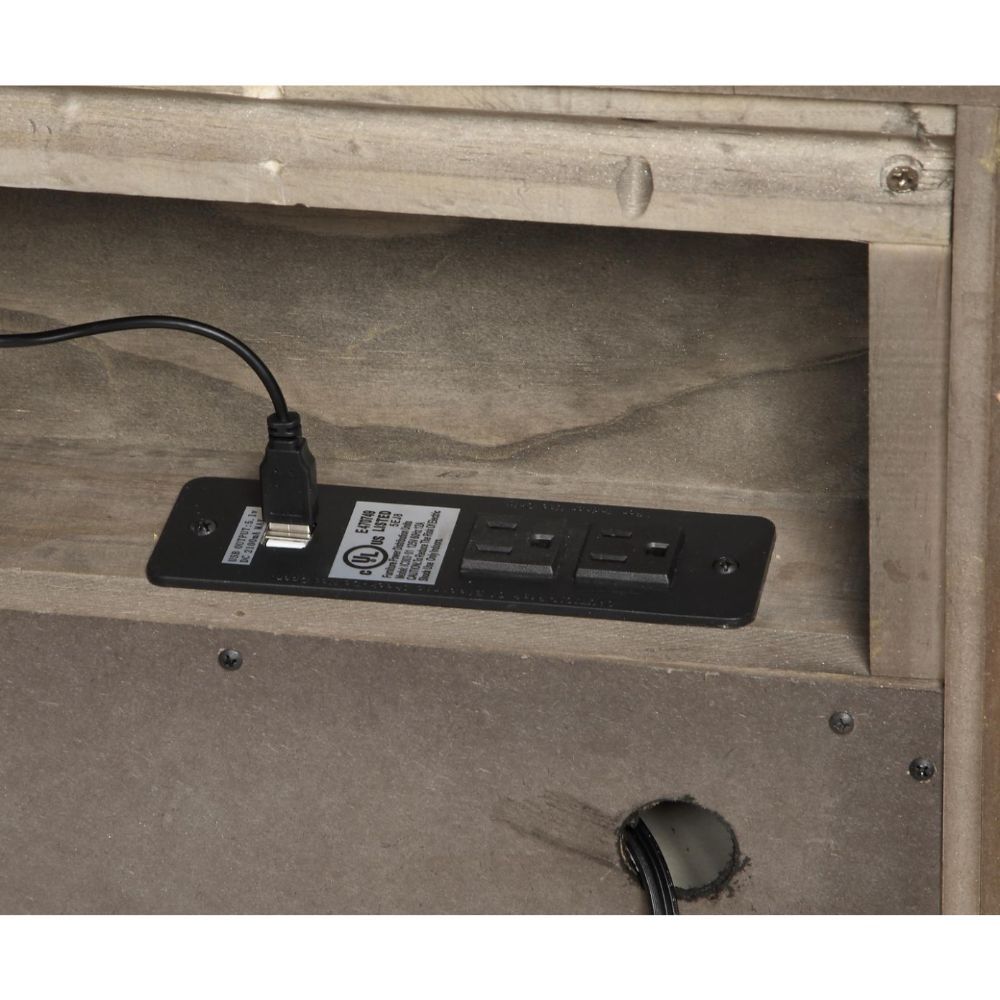 Athouman - Nightstand With USB - Weathered Oak