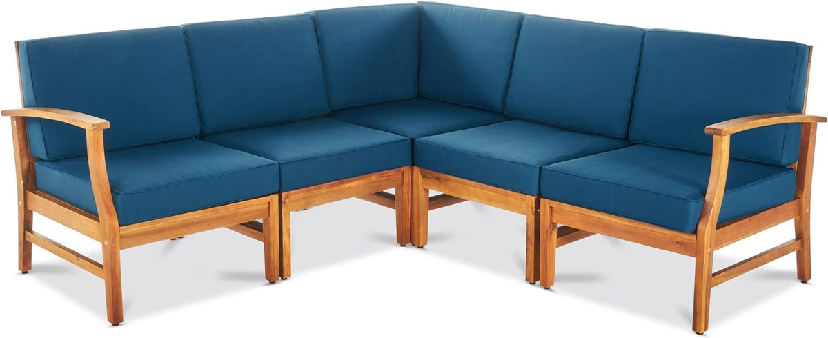Perla - 5 Pieces Sofa Set - Blue