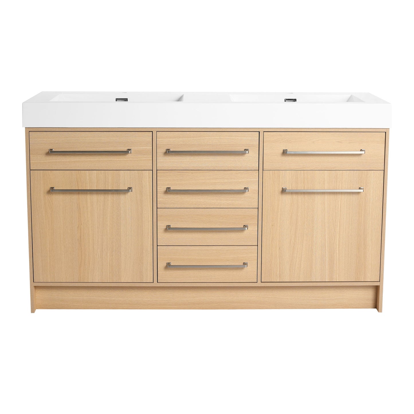 Freestanding Bathroom Vanity With Resin Sink, Soft-Closing Doors And Drawers