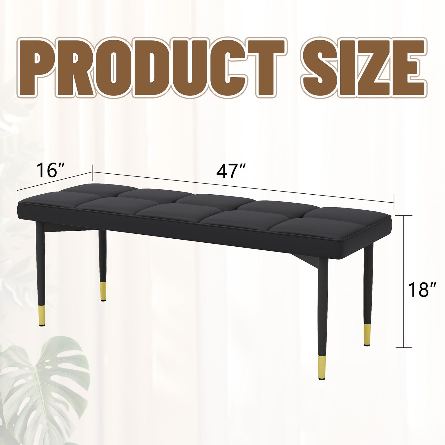 Multifunctional Shoe Bench, Sturdy Metal Legs With Gold Accents - Black