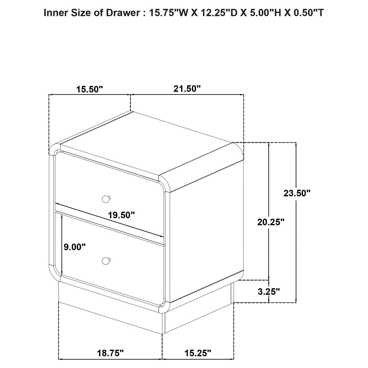 Burton - 2 Drawer Nightstand - Black