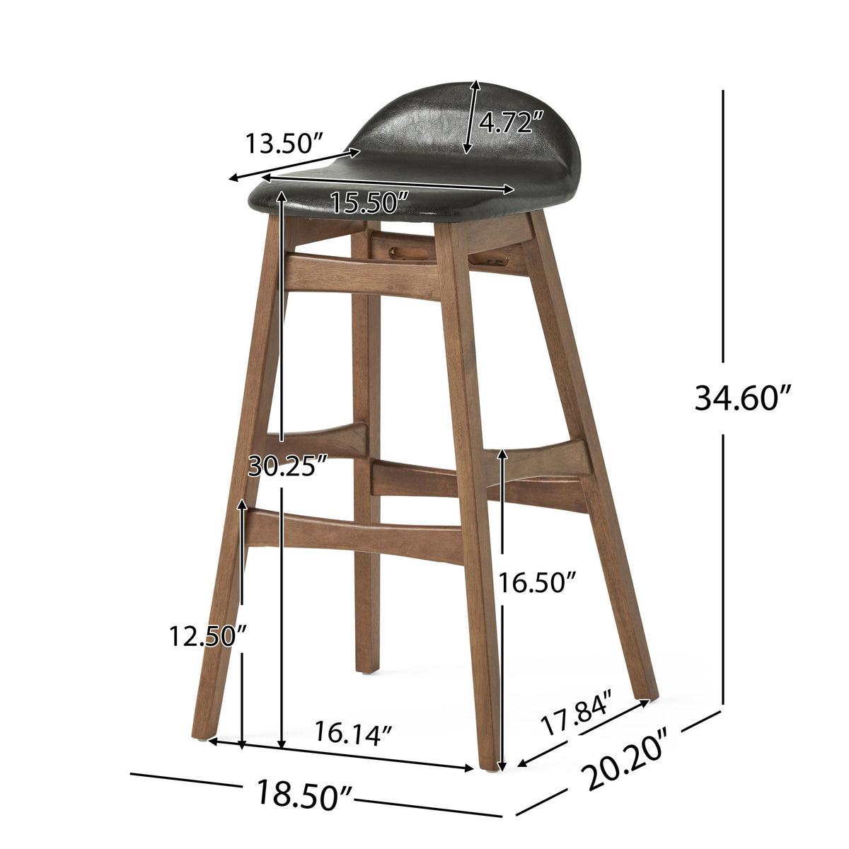 Contemporary Bar Stool With Stylish Seat And Small Backrest