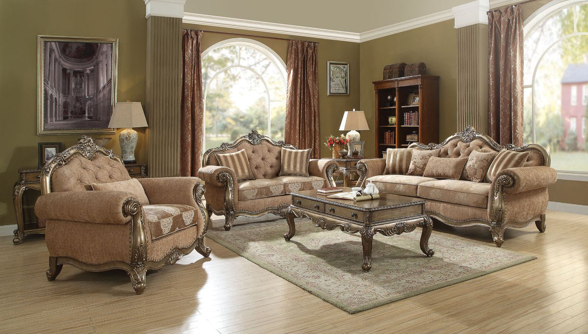 Ragenardus - Sofa With 5 Pillows - Fabric & Vintage Oak
