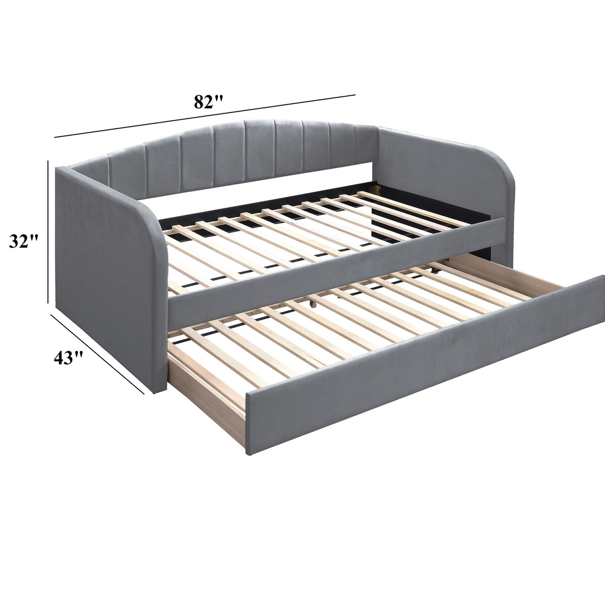 Daybed Trundle With Slat Support - Gray