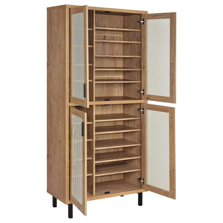 Teller - 4-Door Tall Shoe Storage Cabinet - Natural Oak