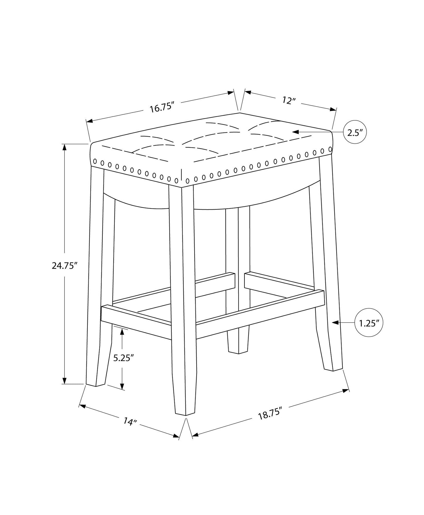 Bar Stool Counter Height, Saddle Seat, Transitional (Set of 2)