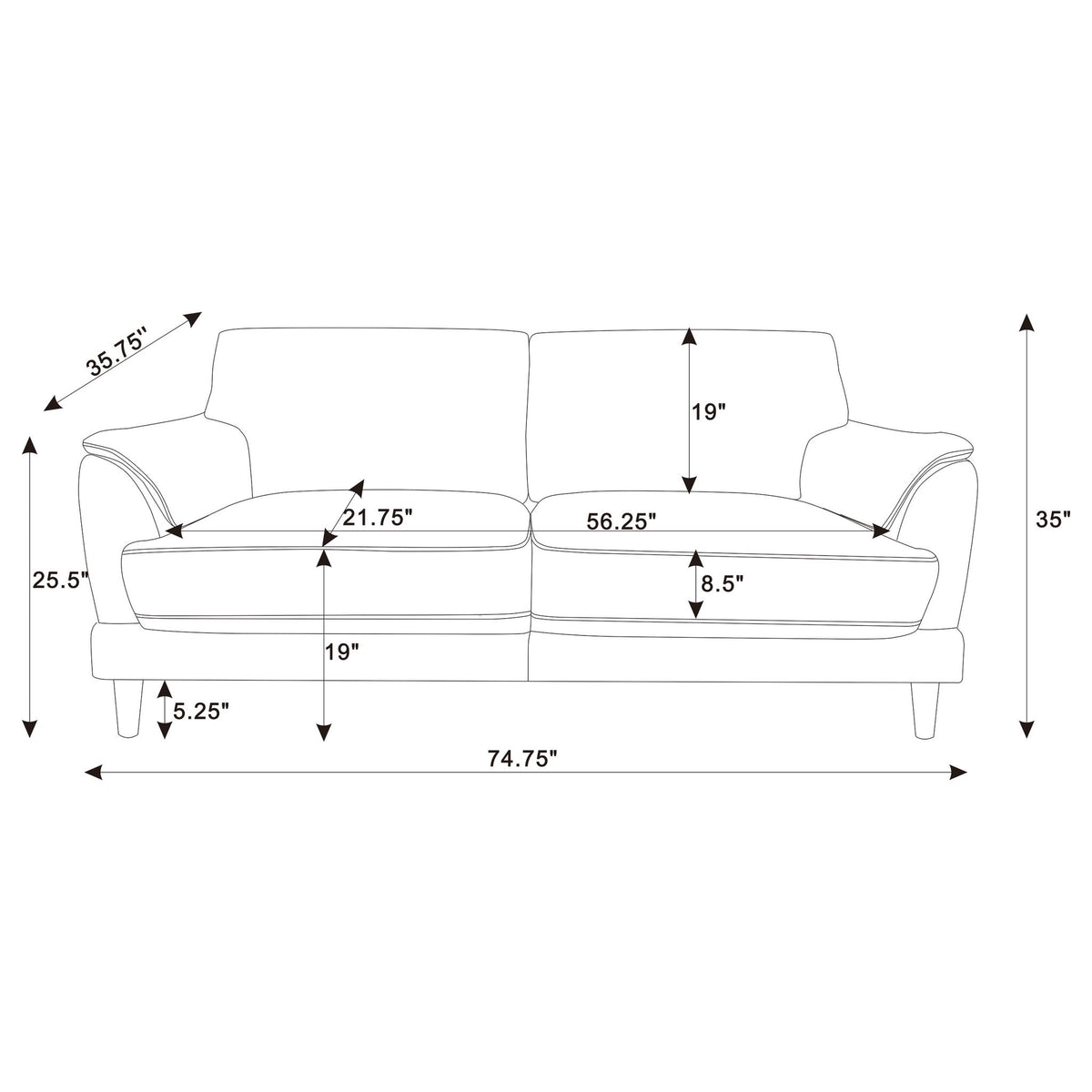 Dania - Sofa With Tufted Arms - Rust