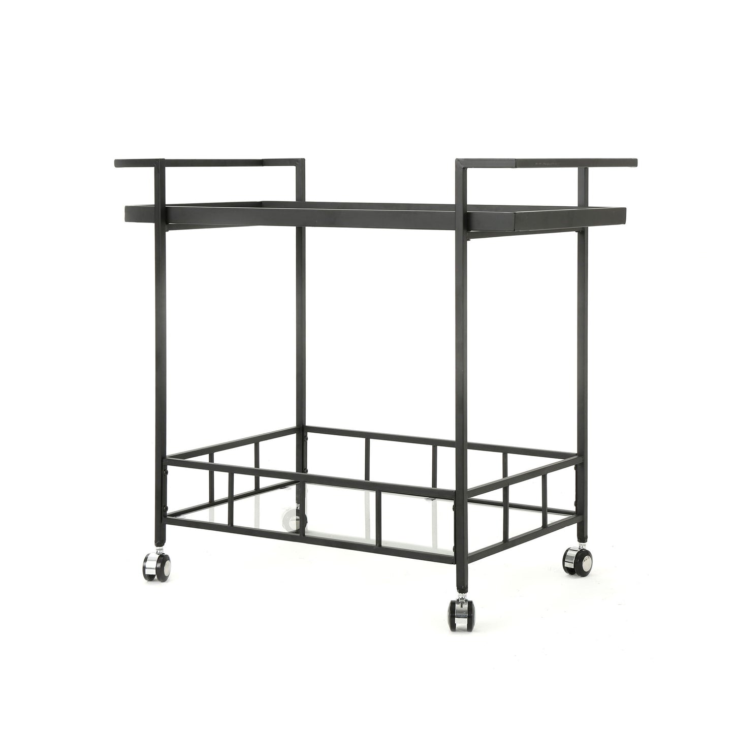 2 Tier Bar Cart, Utility Cart, Rolling Serving Cart, Kitchen Cart With Storage Shelves - Black
