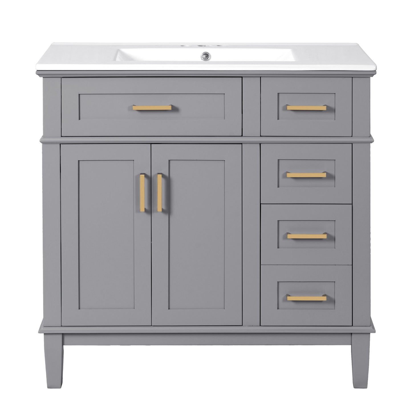 Modern Bathroom Vanity With Ceramic Sink, Soft Close Storage Cabinet