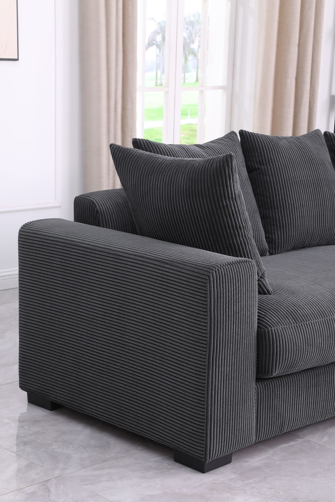 Naomi - 3 Piece Upholstered Sectional - Dark Gray