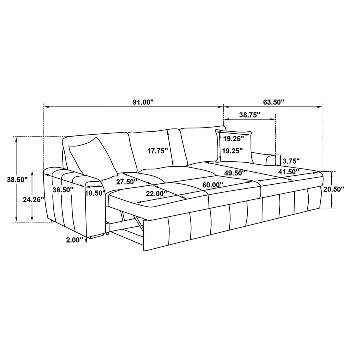 Logan - Sleeper Sectional Sofa With Right Arm Chaise - Camel