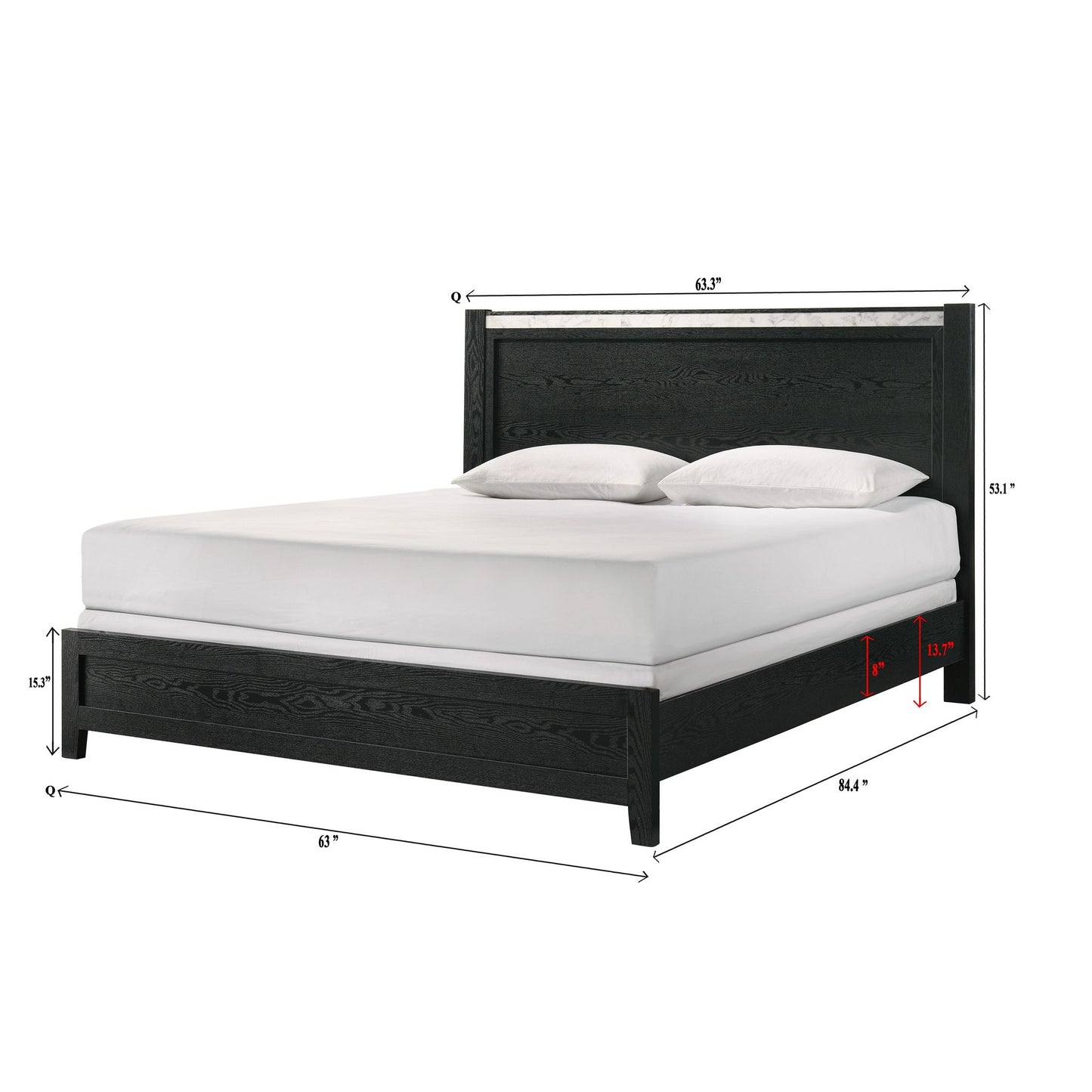 Contemporary Panel Bed With Accents