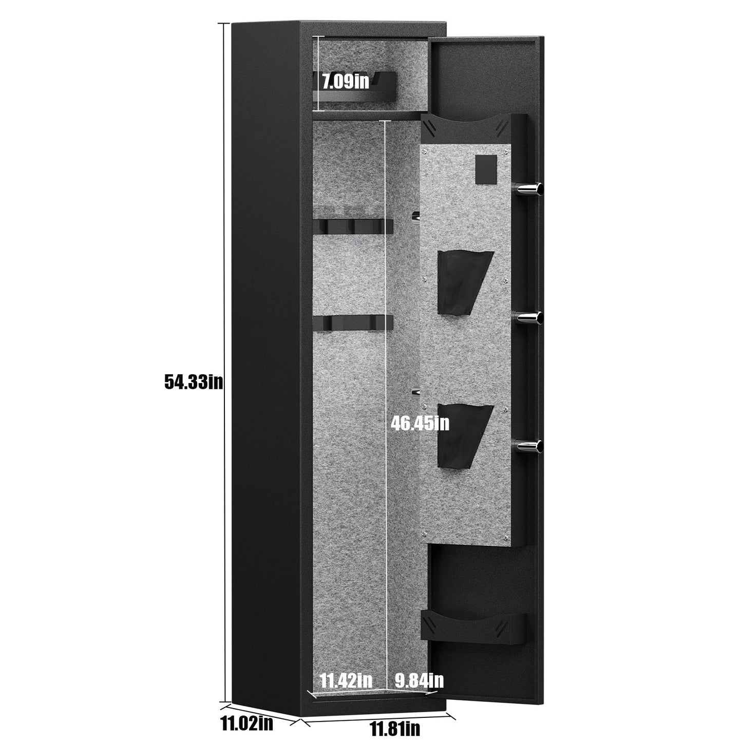 3 - 4 Gun Safe For Rifles And Pistols, Quick Access Password Gun Safe, High Security Metal Rifle Safe Locker With Removable Shelf And 2 Adjustable Gun Slots - Black