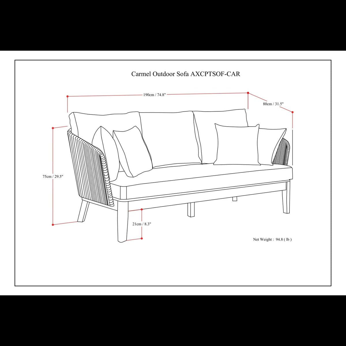 Carmel - Outdoor Sofa - Gray