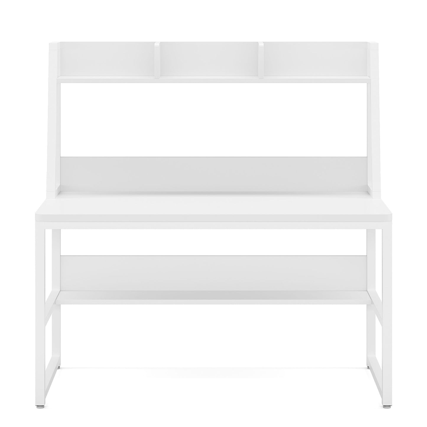 Computer Desk With Hutch And Bookshelf, Compact Home Office Workstation - White