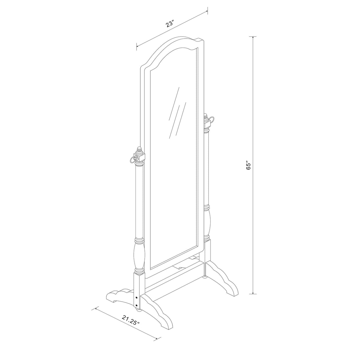 Meriwel - Adjustable Full Length Cheval Mirror With Arched Top - Brown