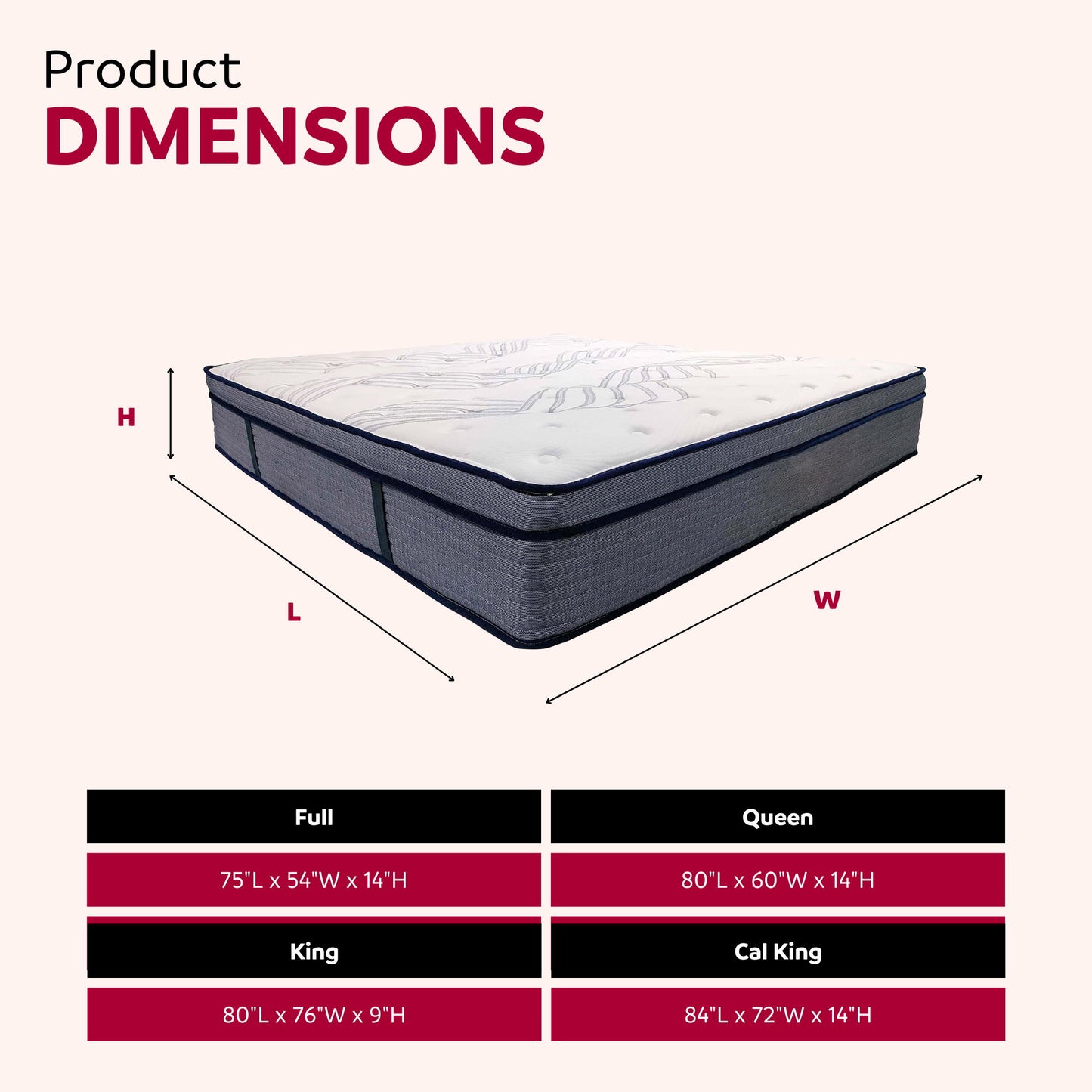 Hybrid Plush Foam Mattress, Soft Polyester Knit Cover, Multi Layer Foam Mattress - White / Gray - King