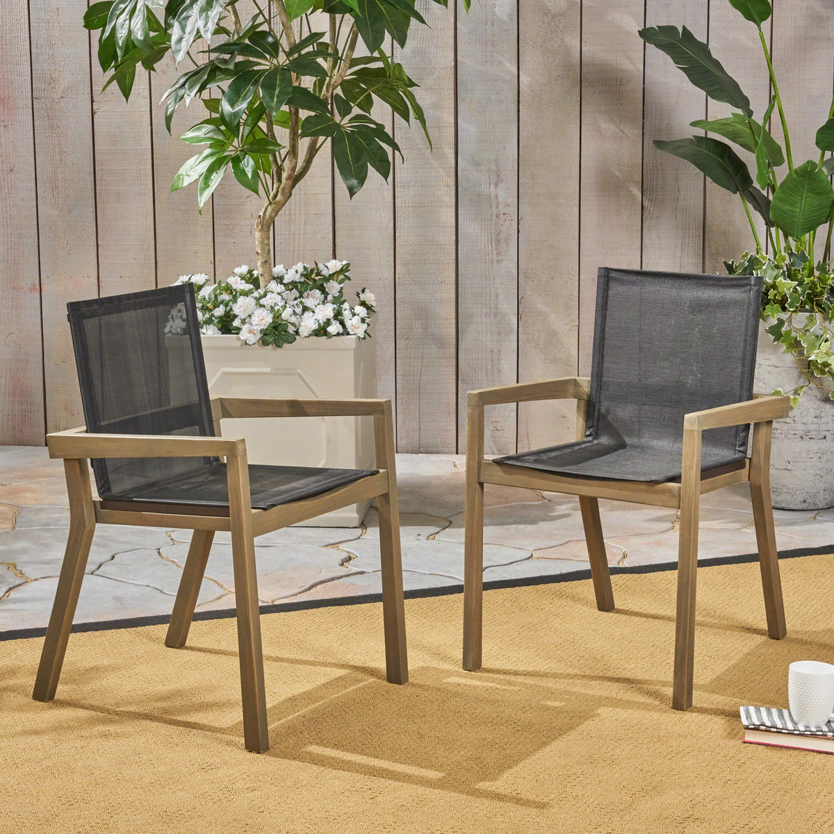 Belfast - Outdoor Dining Chair (Set of 2) With Mesh And Frame - Gray