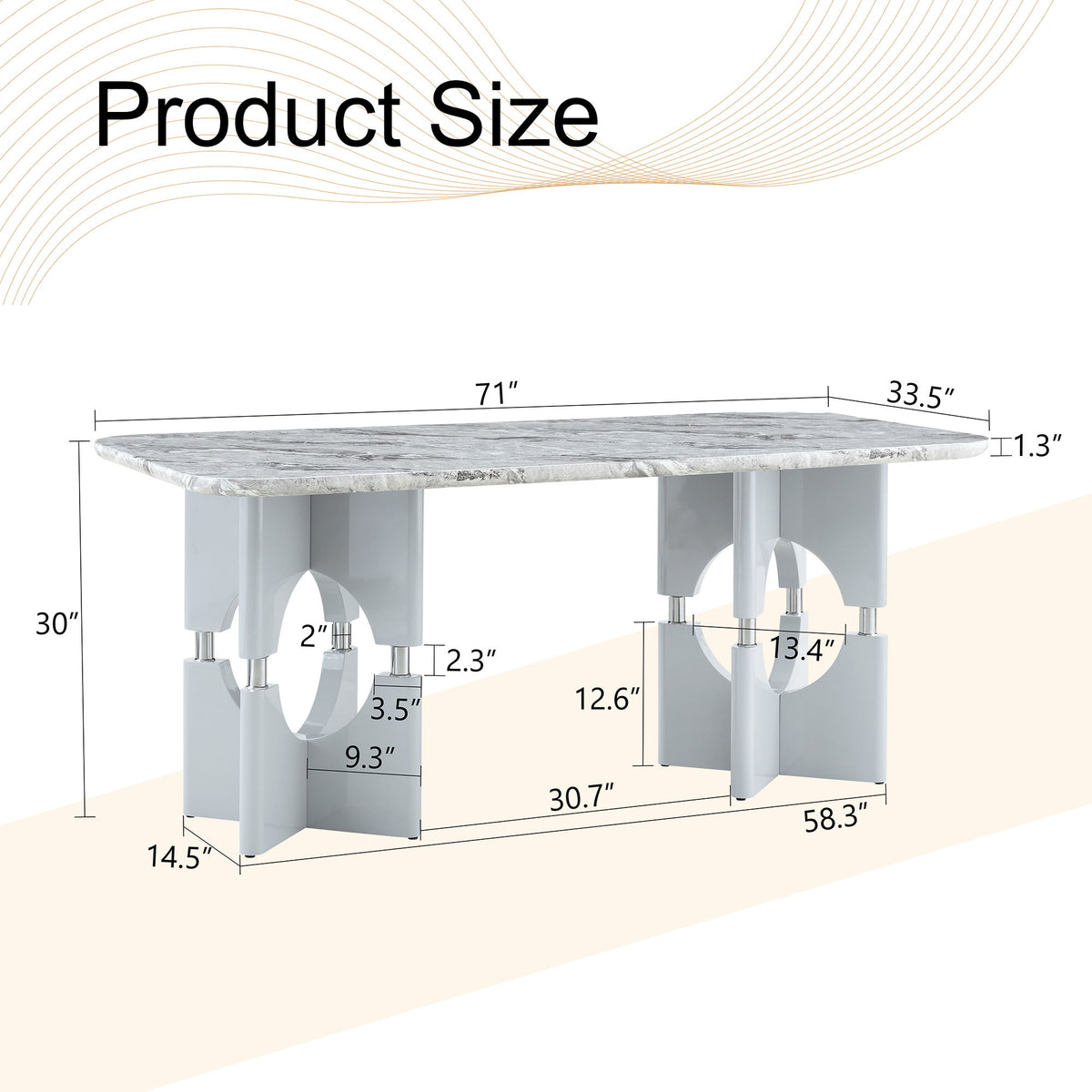 Dining Table With Sleek Hollow Out Frame And Accents, Compact For Small Spaces - Gray