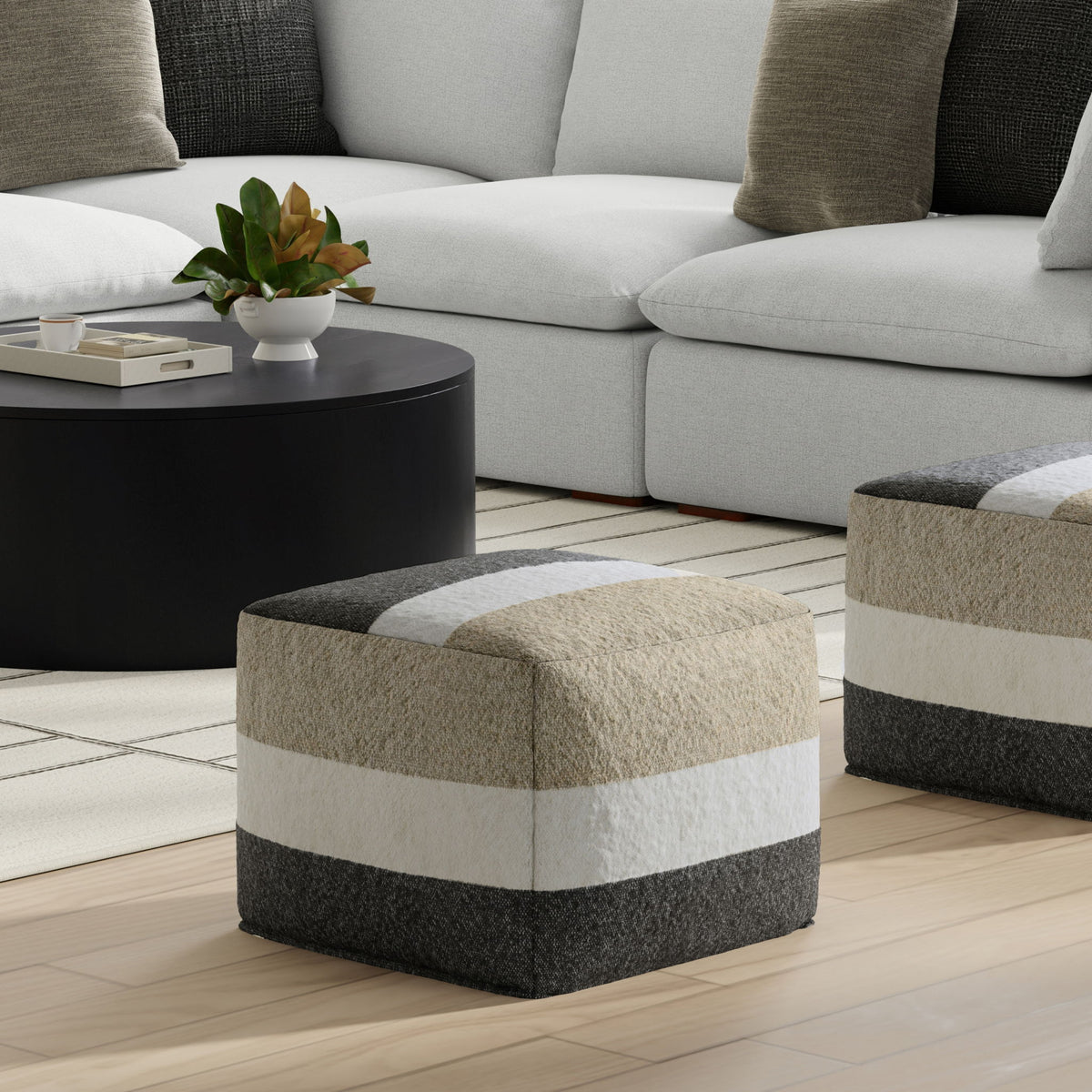 Claudette - Square Pouf - Multi