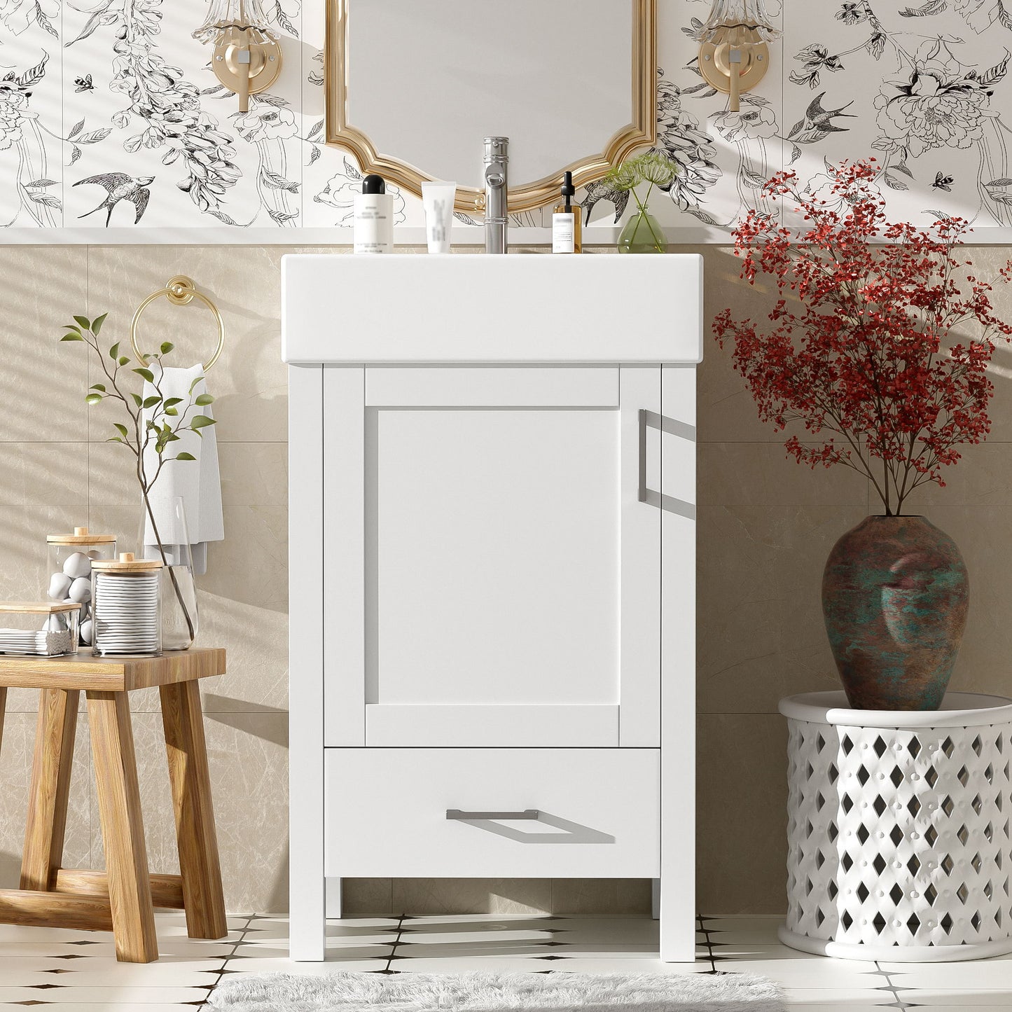 Bathroom Vanity With Sink, Frame And Drawer