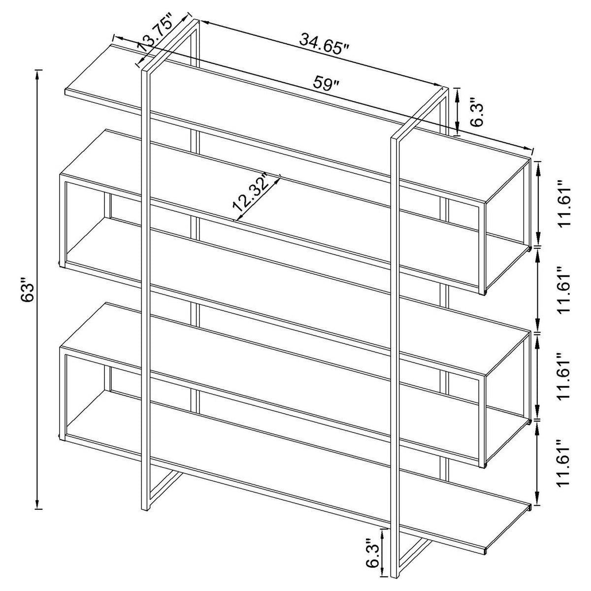 Harison - 5 Shelf Bookshelf - Clear