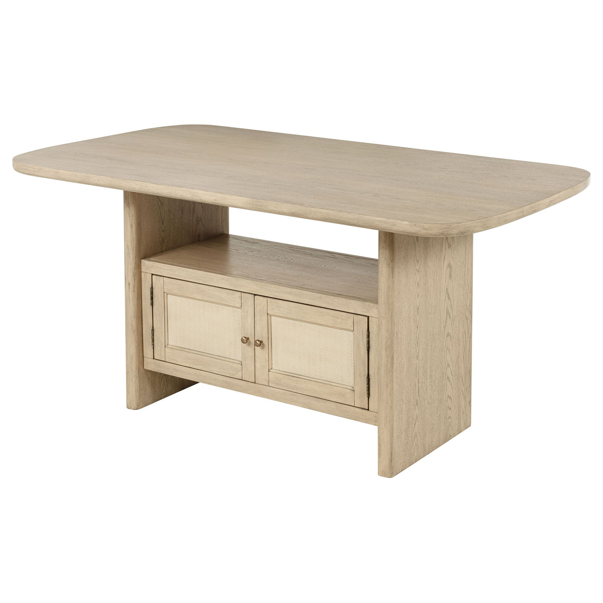 Kimpton - Counter Height Dining Table With Storage Cabinet And Shelves - Beige